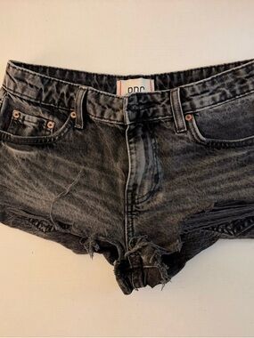 PacSun Black Washed High-Rise Distressed Jean Shorts
